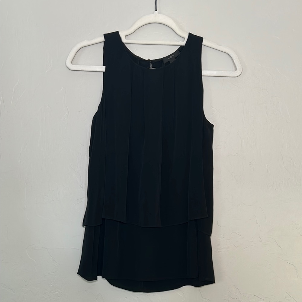 J. Crew Tiered Crepe Black Sleeveless Top